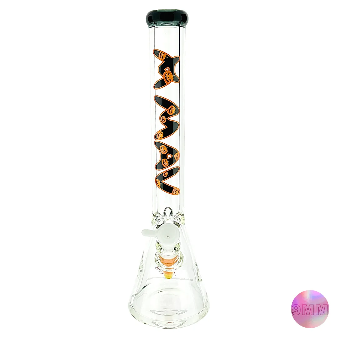 GC 18" x 9mm Halloween Special Drop 18inch 9mm Beaker Bong Black Top Pumpkin