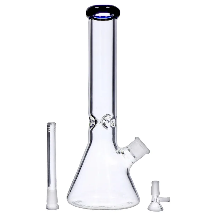 Beaker w/ Color Mouthpiece & Ice Pinch Bong  - 14 in.