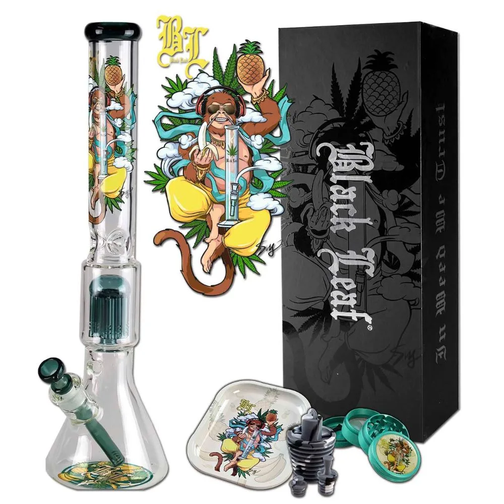 Black Leaf Hanuman Beaker Ice Bong with 10-Arm Tree Perc | Box Set