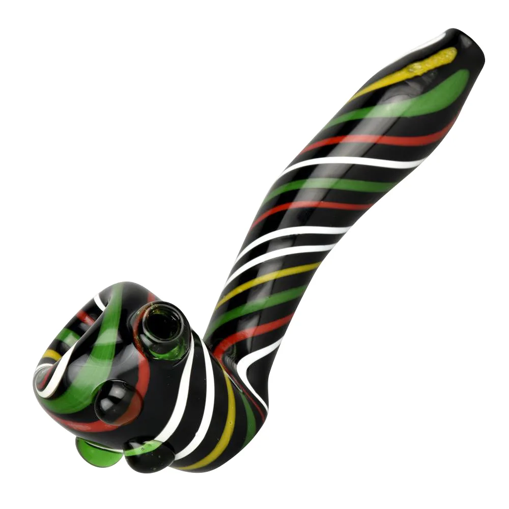 GC Black Rasta Candy Cane Swirl Hand Pipe