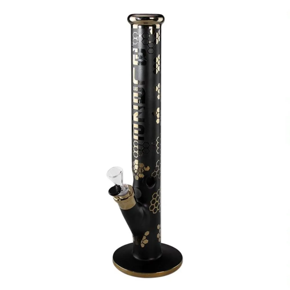 Blaze Glass Straight Ice Bong | Metallic Gold and Matt Anthracite