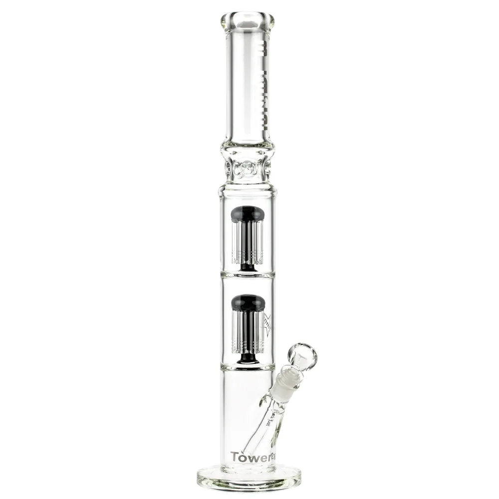 Blaze Glass Tower Straight Ice Bong with Double 8-arm Tree Perc | 7mm | Black