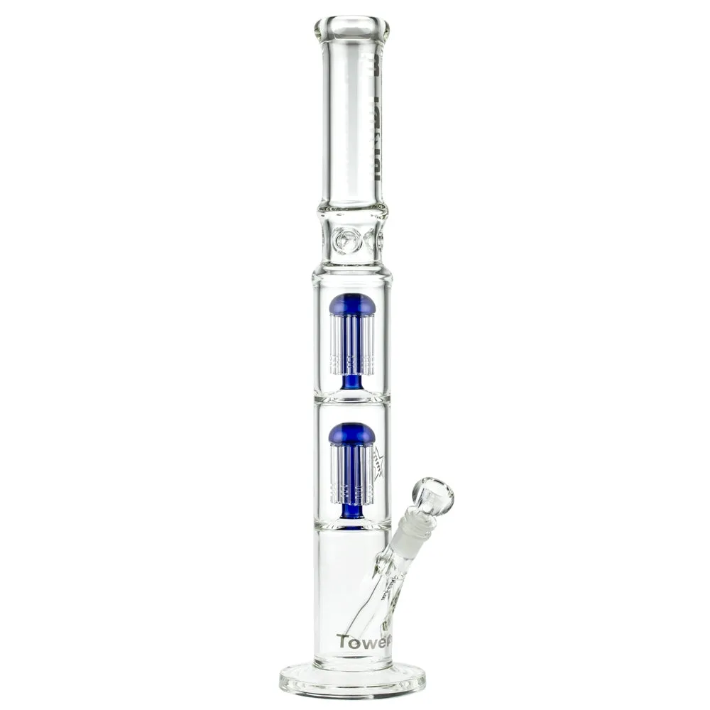 Blaze Glass Tower Straight Ice Bong with Double 8-arm Tree Perc | 7mm | Blue
