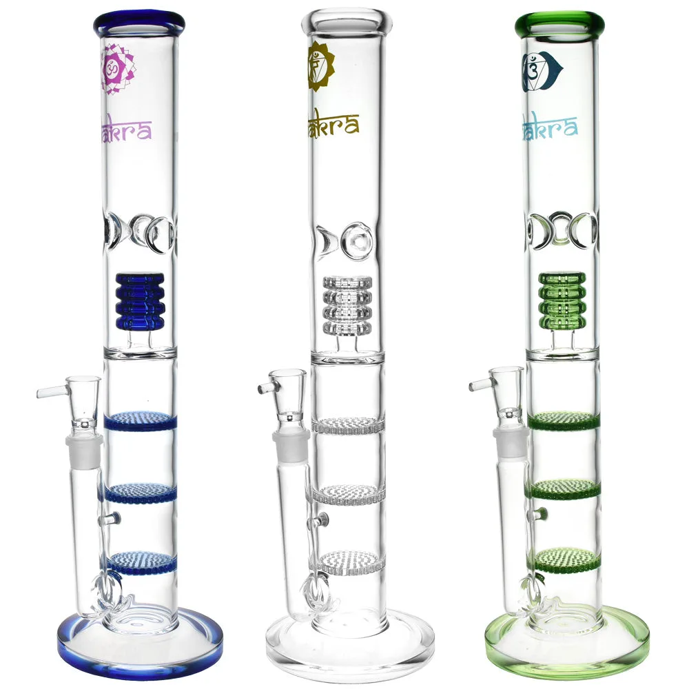 Chakra Triple Honeycomb Bong - 16" / 19mm F / Colors Vary