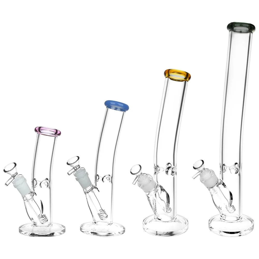 GC Classic Bent Neck Straight Tube Glass Bong | 14mm F | Colors Vary