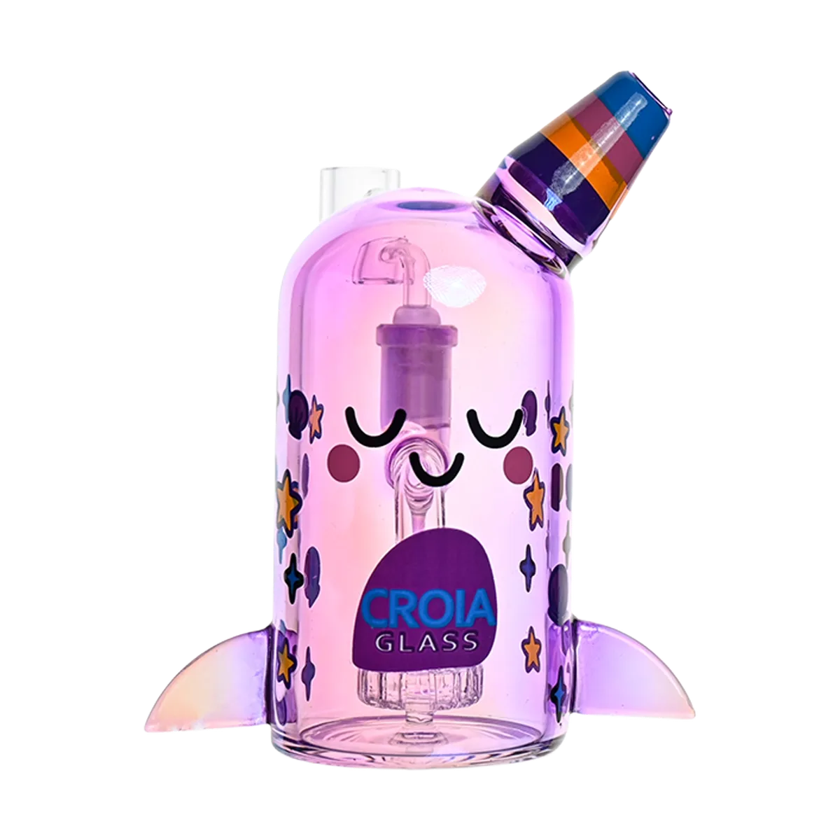 Croia Glass Cute Narwhal Dab Rig – Mini Showerhead Perc Rig | Croia Glass
