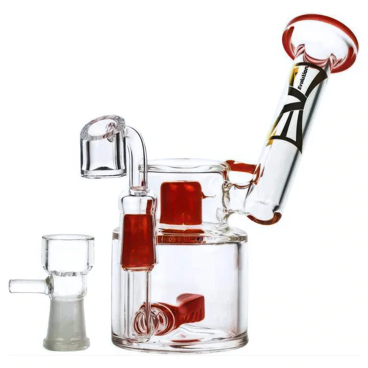 Evolution Discovery Dab Rig with 4-way Showerhead Perc | 9 Inch | Red
