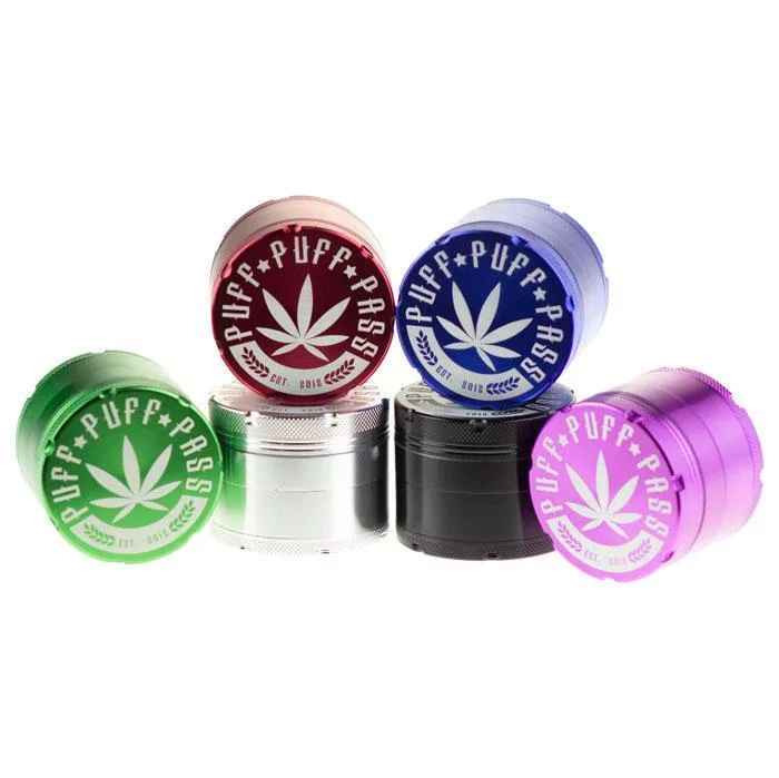 Famous Design Puff Puff Pass 4-Part Aluminum Herb Grinder | 62 mm