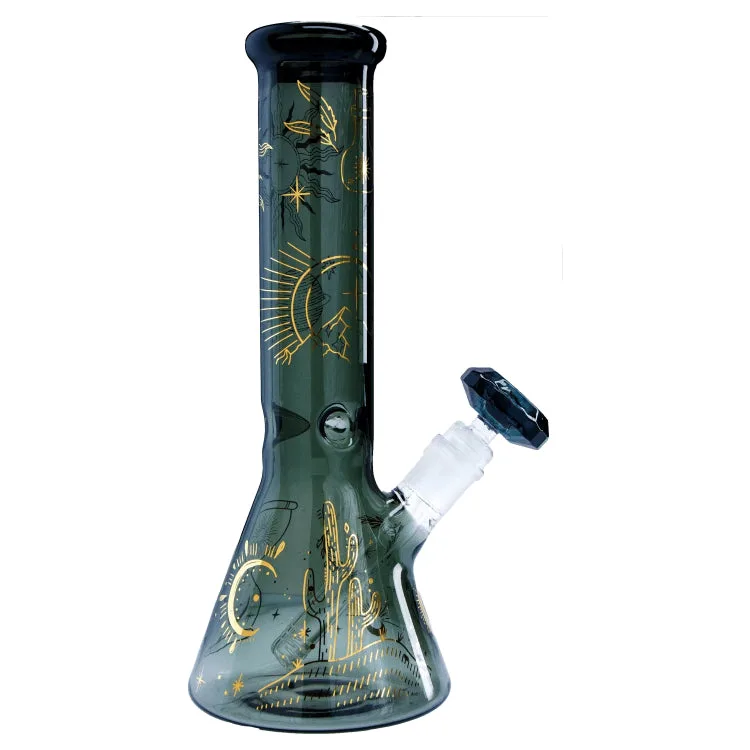 Famous Design- Astral Power Beaker Bong -Transparent Black-12in
