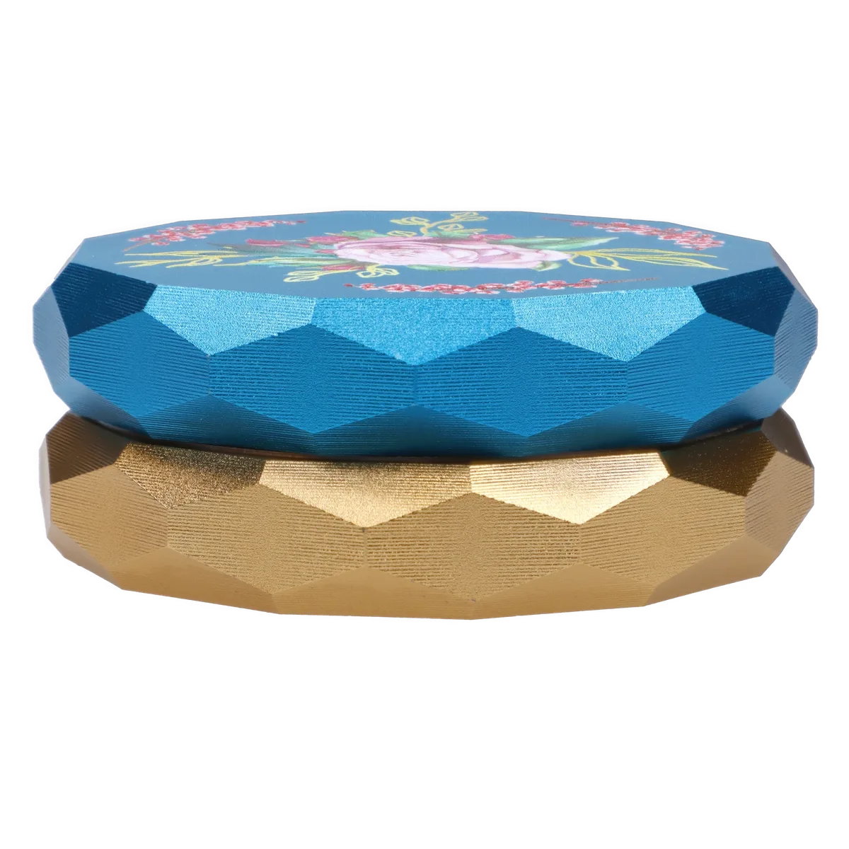 Famous Design Floral Lush Aluminum 2-Stage Grinder | Teal and Gold