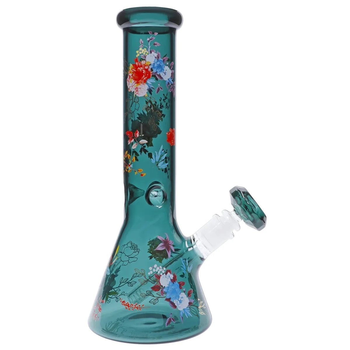 Famous Design Floral Lush Beaker Bong | Teal