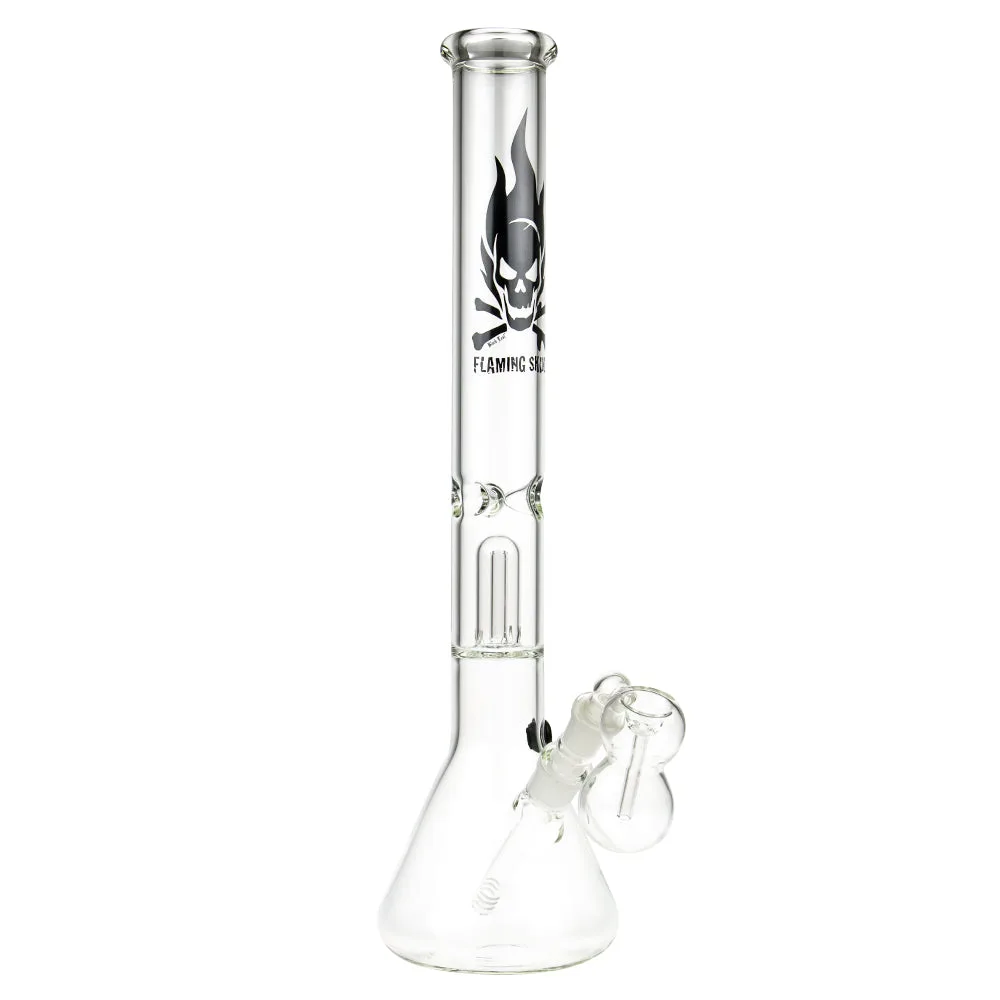 Black Leaf Clear Flaming Skull Percolator Bong
