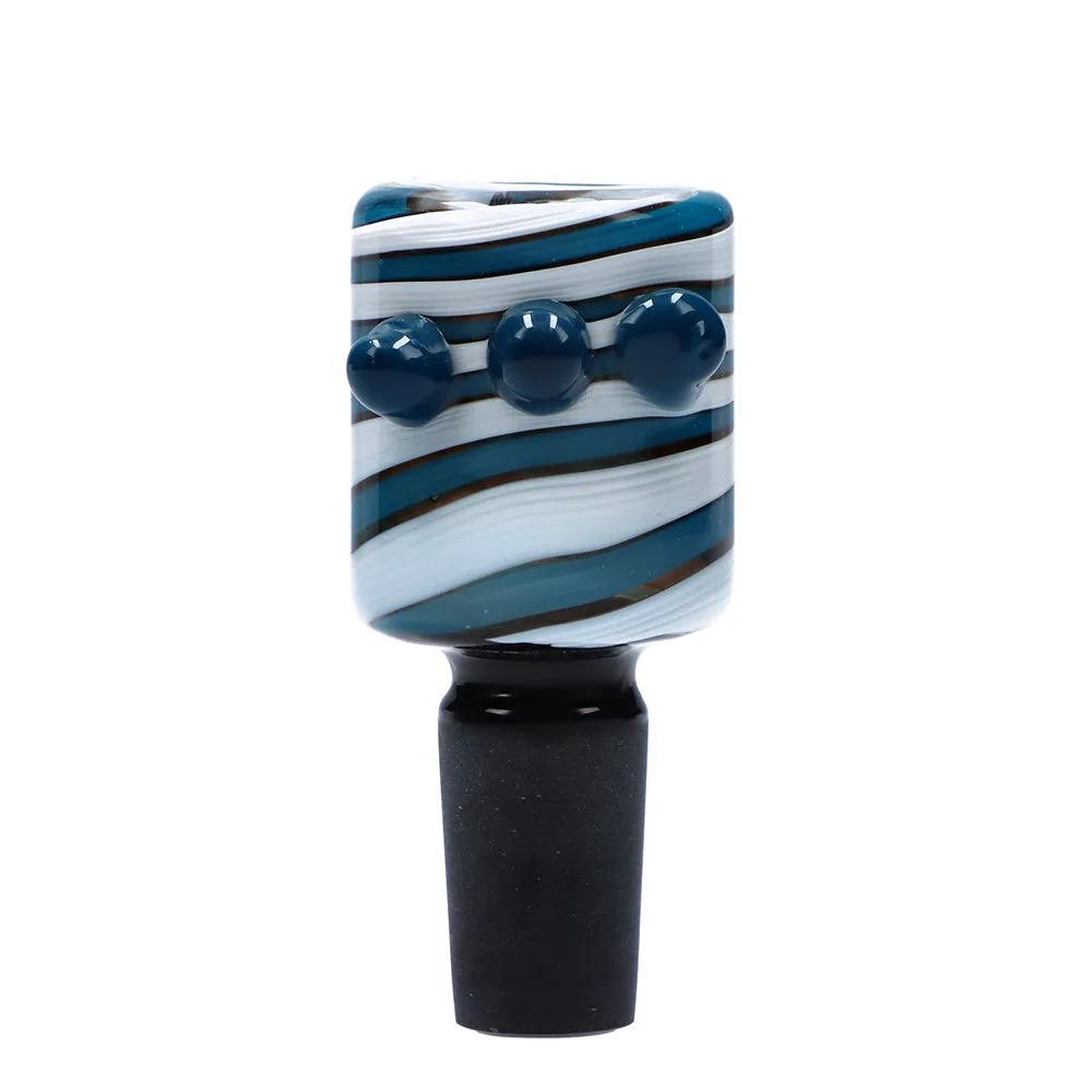 Glass Bowl with Colored Stripes and Glass Marbles