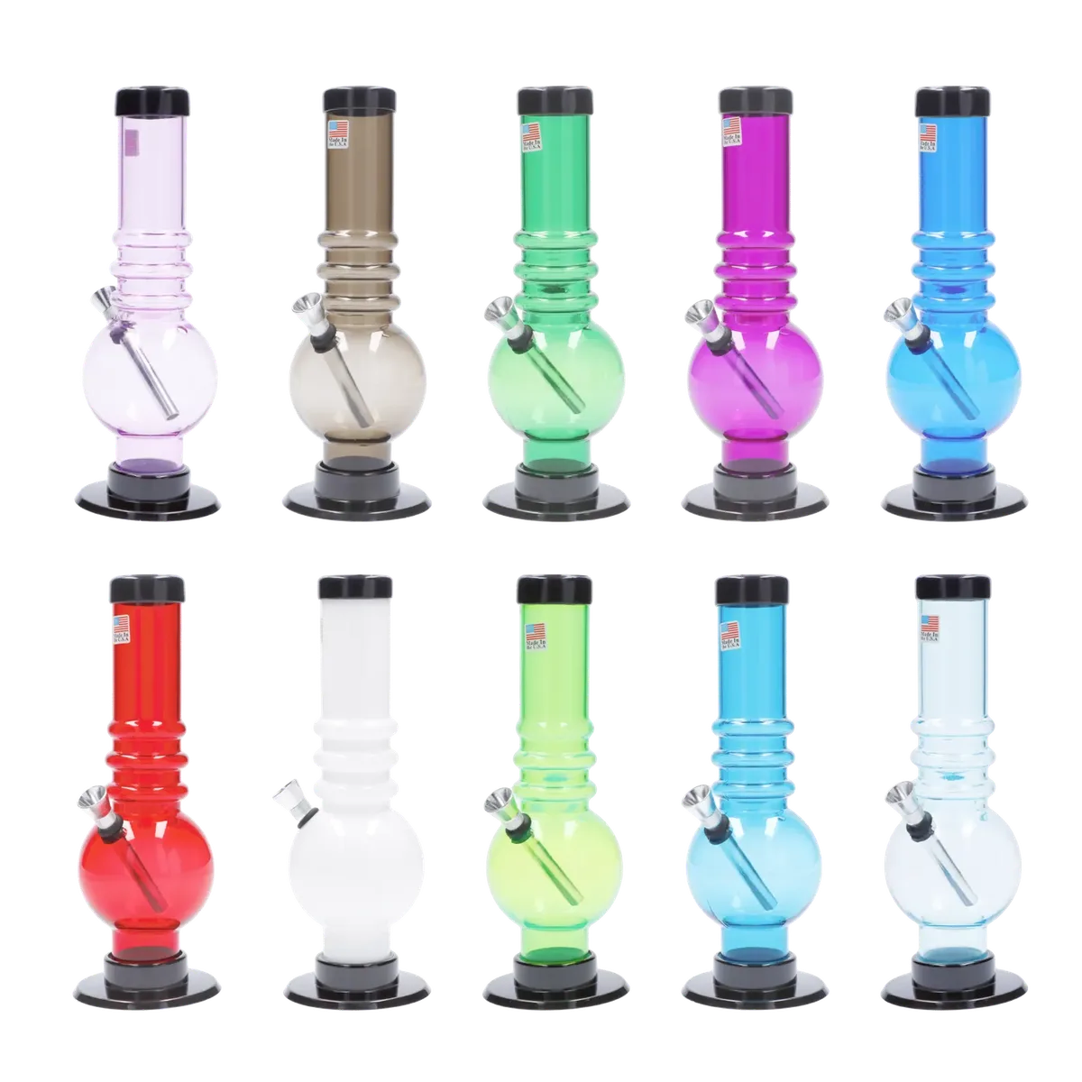 JM Plastics Bubble Base with Grip Acrylic Bong - 9 in.