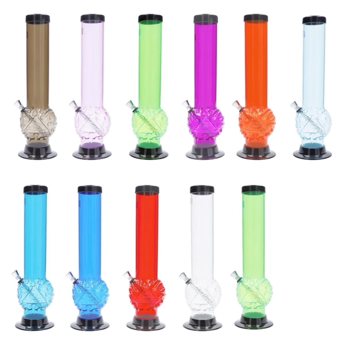 JM Plastics Evil Eye Pyramid Bubble Base Acrylic Bong - 12 in.