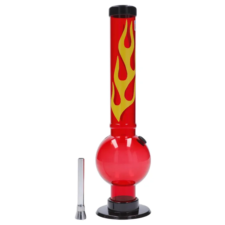 JM Plastics Flame Bubble Base Acrylic Bong - 12 in.