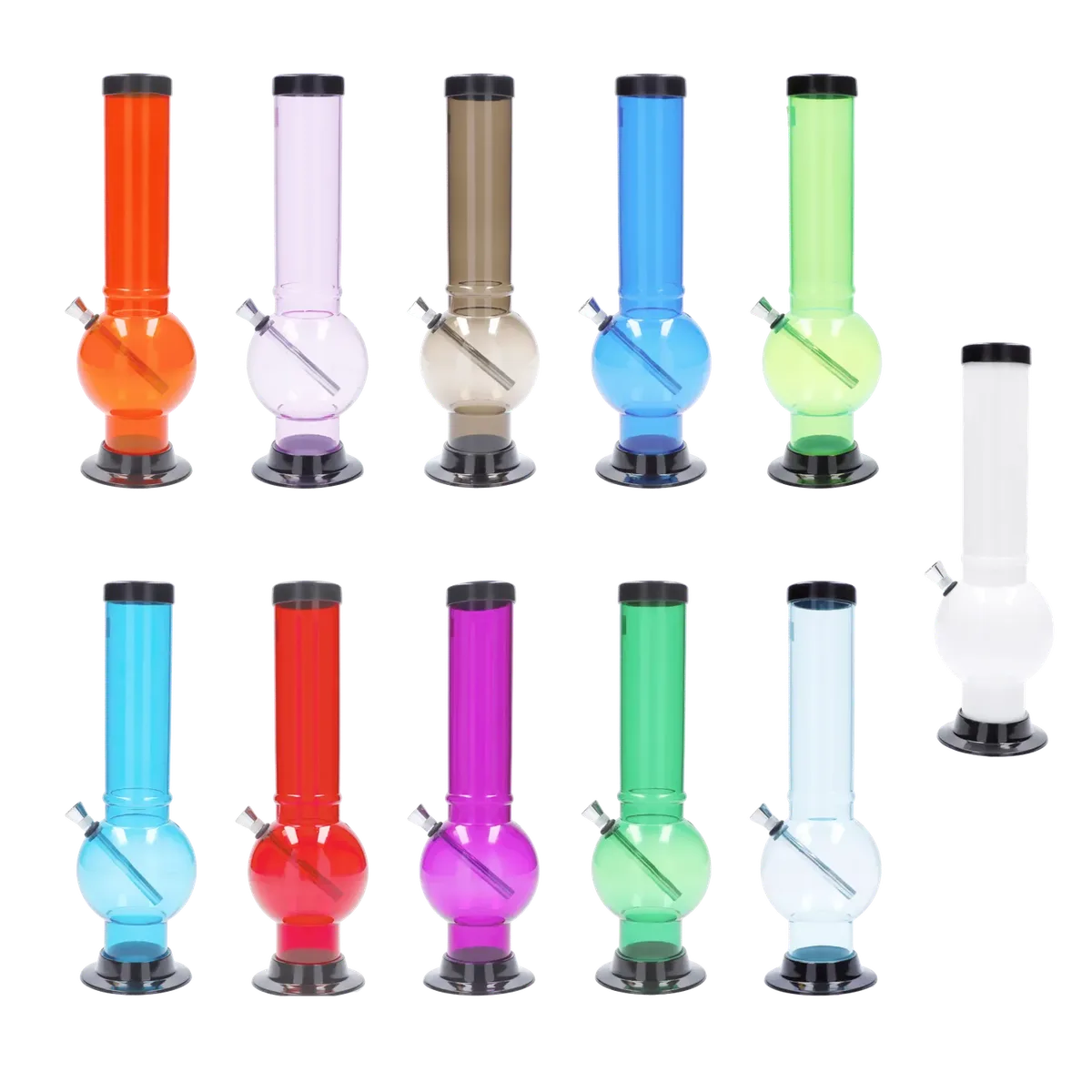 JM Plastics Large Bubble Base Acrylic Bong - 12 in.