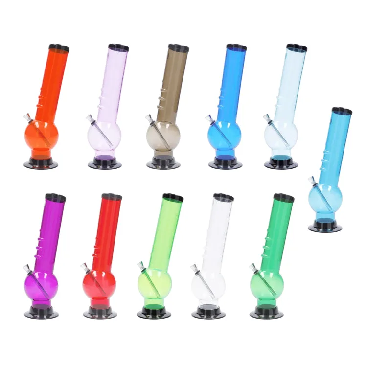 JM Plastics Large Bubble Base with Bent Neck and Grip Acrylic Bong - 12 in.