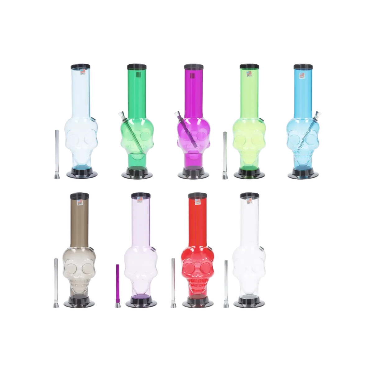 JM Plastics Large Skull Base with Carb Hole Acrylic Bong - 12 in.