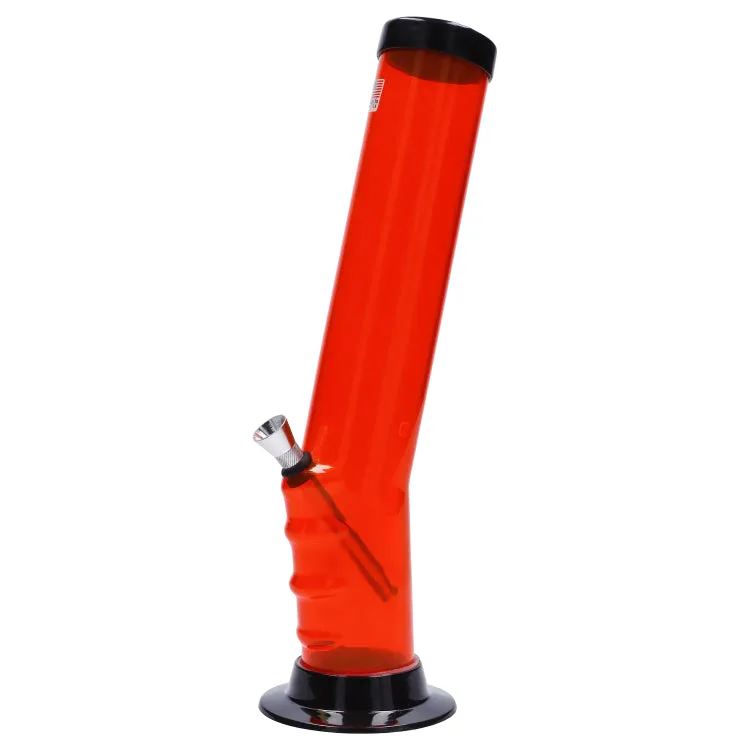 JM Plastics Straight Tube Bent Neck with Grip and Carb Hole Acrylic Bong - 12 in.