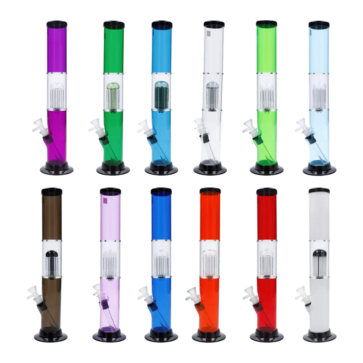 JM Plastics Straight Tube with Glass Perc Acrylic Bong