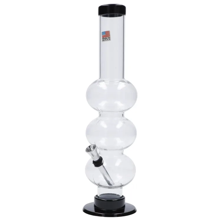 JM Plastics Triple Bubble Acrylic Bong - 12 in.