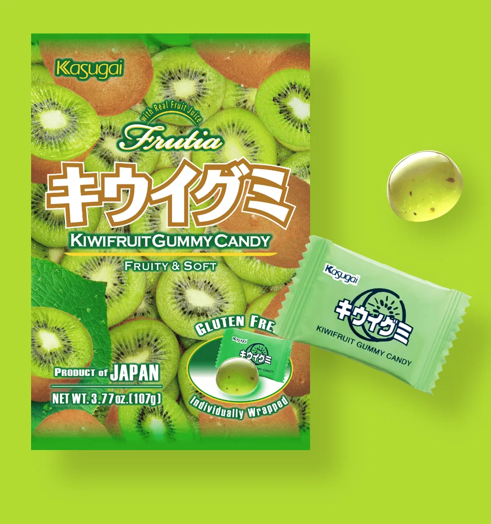 Kasugai Japanese Kiwi Gummy Pack of 3