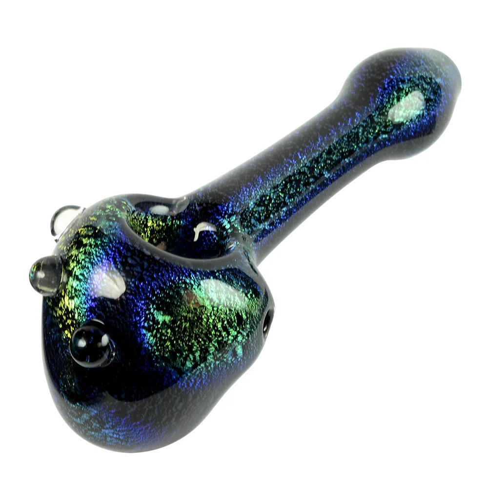 LA Pipes Blue Dichro Dropper Spoon Pipe with Marbles