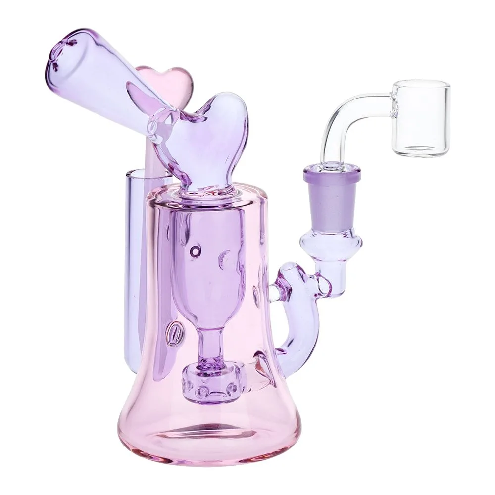 Pulsar Lovely Heart Glass Dab Rig Set - 6.25" / 14mm F