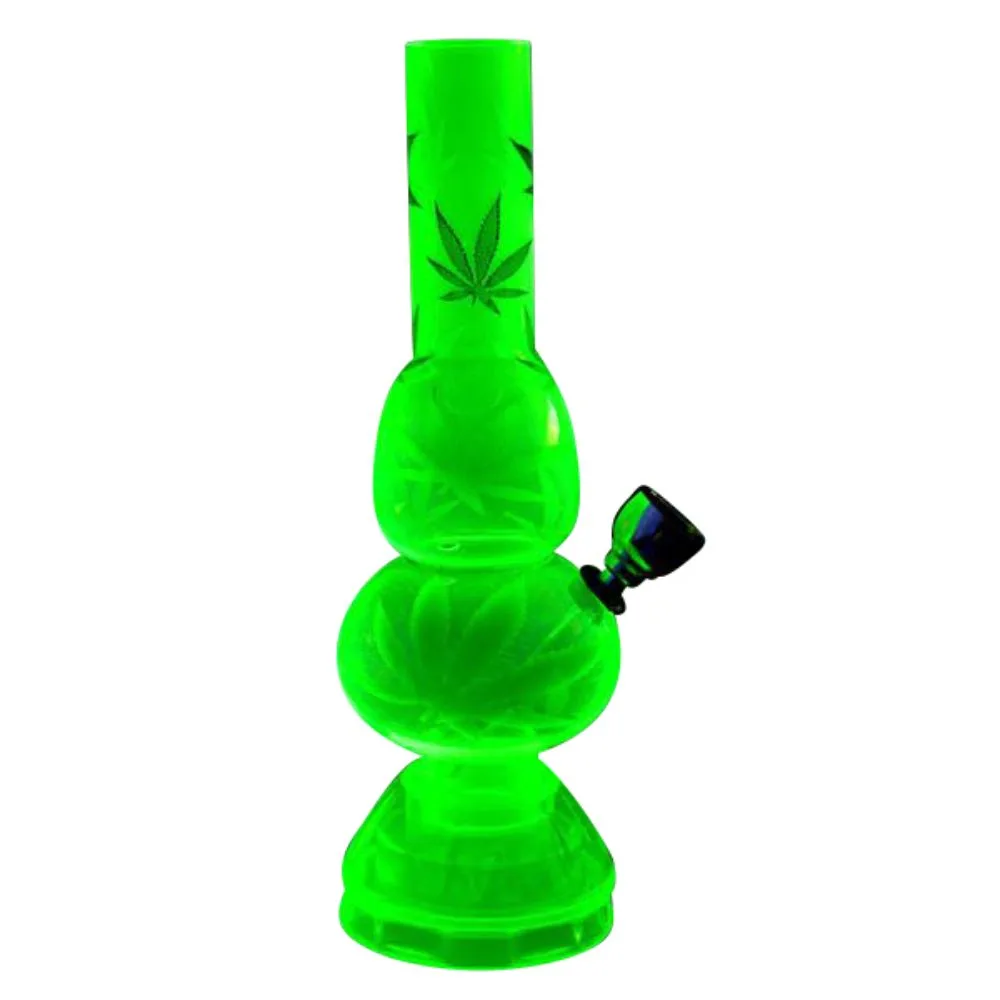 Mini Acrylic Double Bubble Bong with Built in Grinder Base
