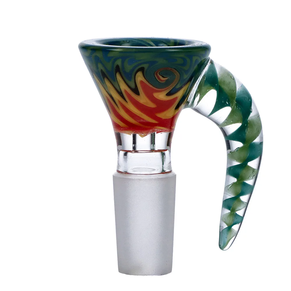 Multi-Colored Glass Bowl with Handle | Male Joint | 14.5mm