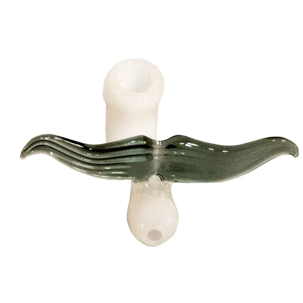 Mustache White Glass Sherlock Pipe | Transparant Black