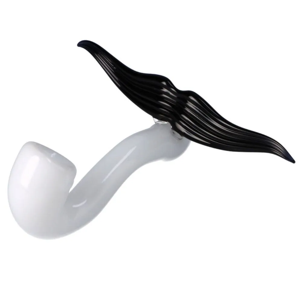 Mustache White Glass Sherlock Pipe
