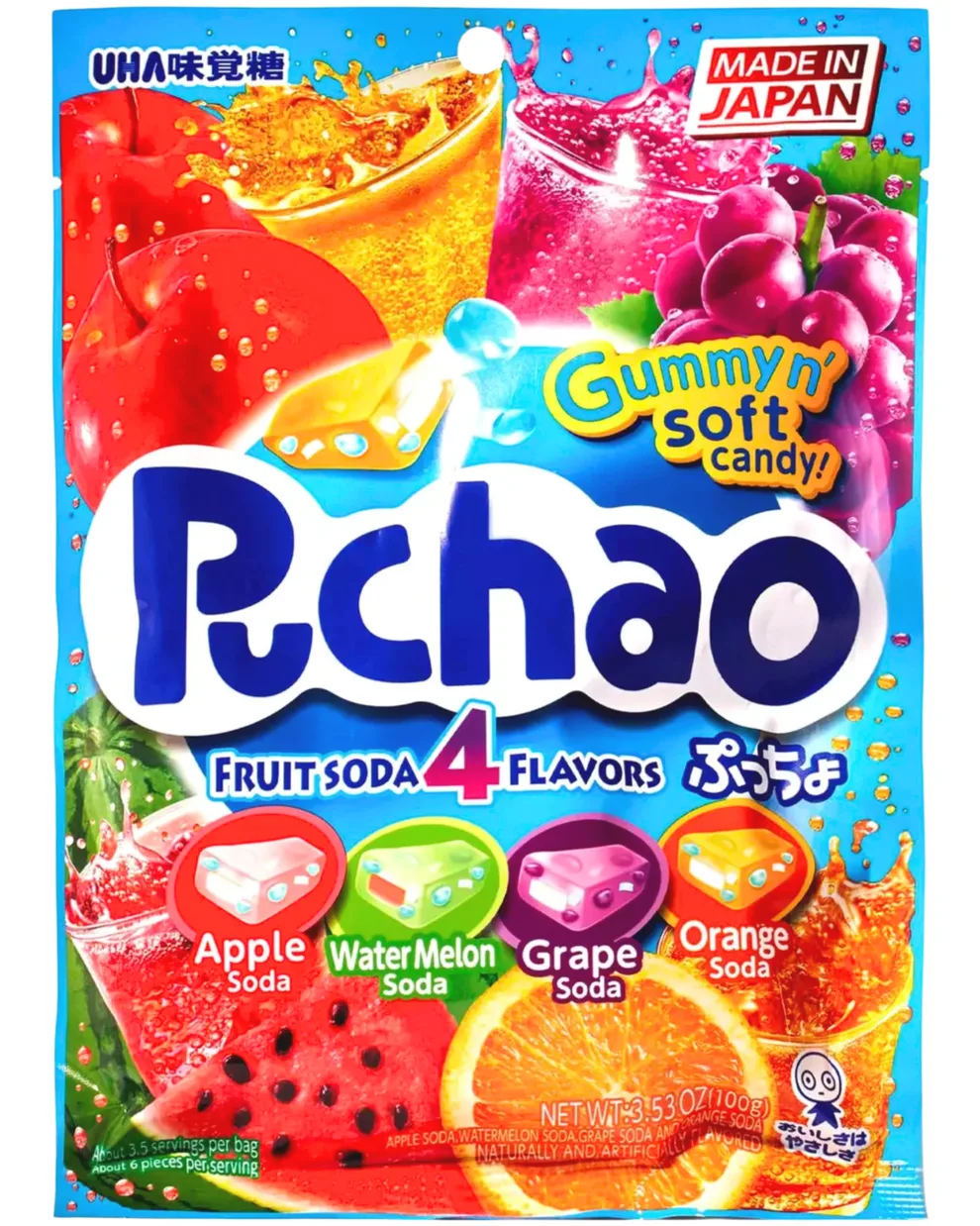 Puchao Chewy Candy - 4 Flavour Fruit Mix Pack of 6