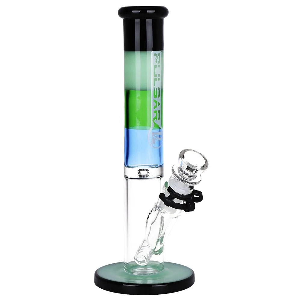Pulsar Four-Tone Straight Tube Glass Bong - 10.25" / 14mm F