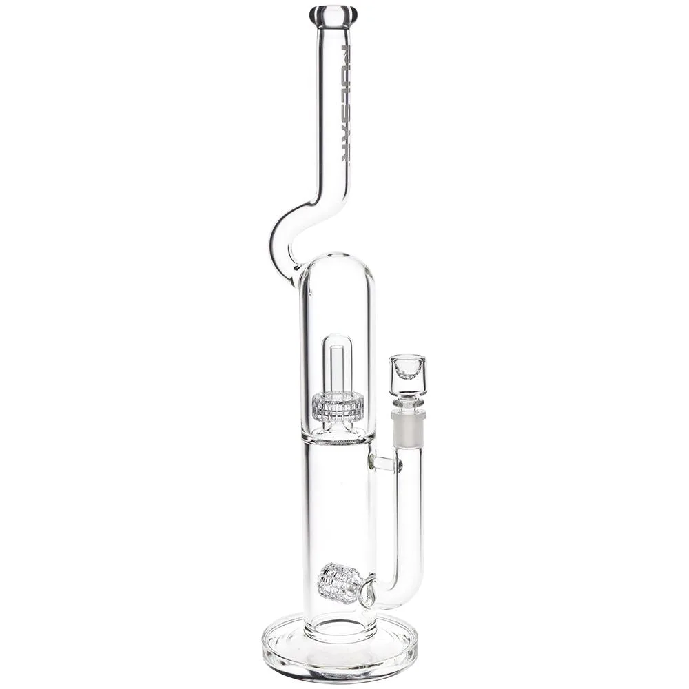 Pulsar Kink Neck Double Chamber Chugger Glass Bong - 17.25" / 14mm F