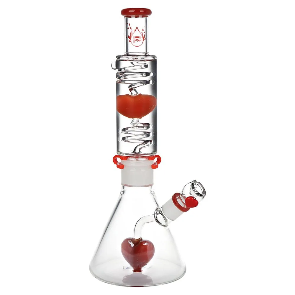 Pulsar Love Heart Beat Glycerin Beaker Glass Bong - 14" / 19mm F
