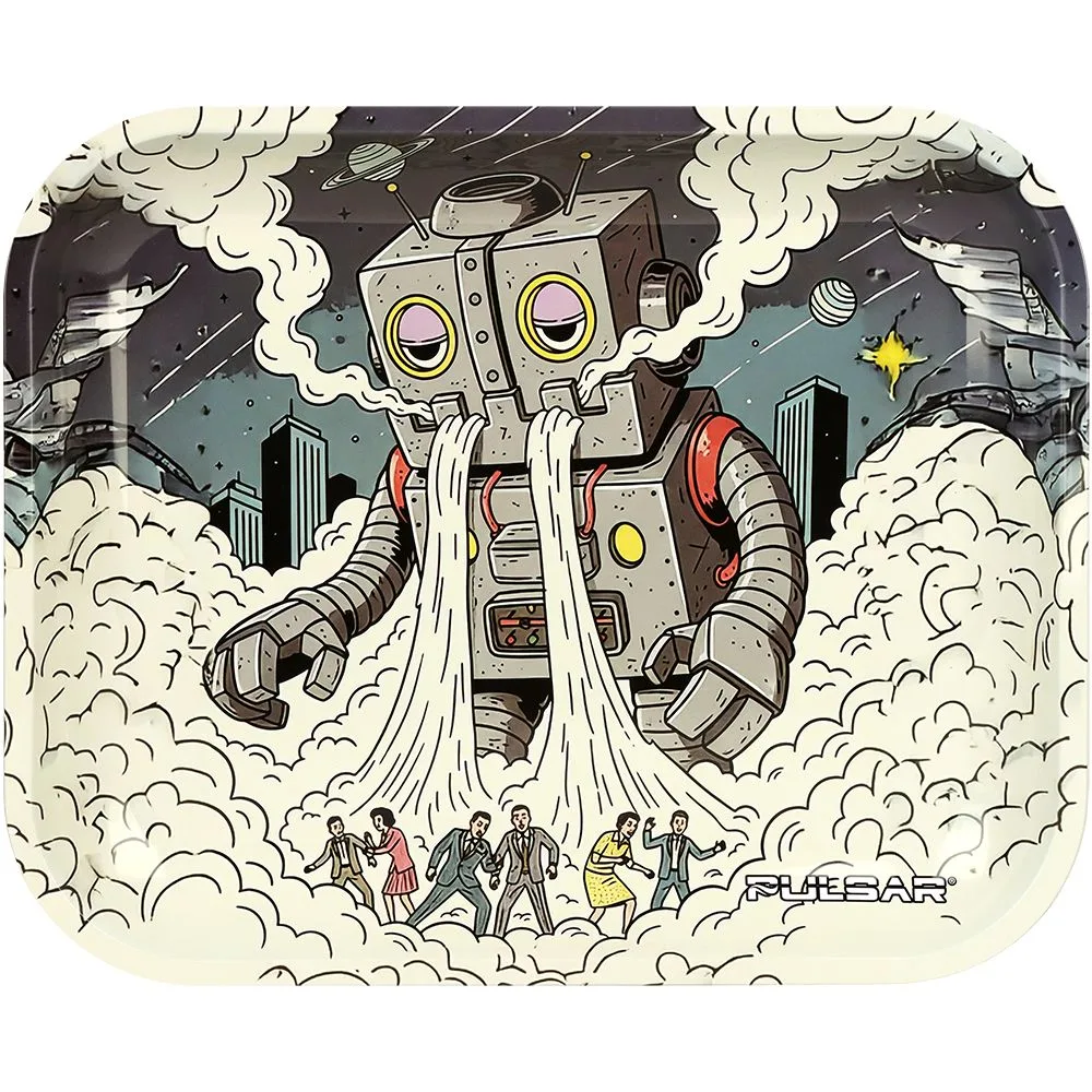 Pulsar Metal Rolling Tray - Attack of the Dope Bot / 13"x 11"