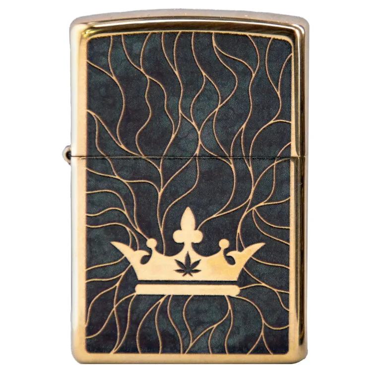 Queen of Bud Black Obsidian Mosaic Zippo