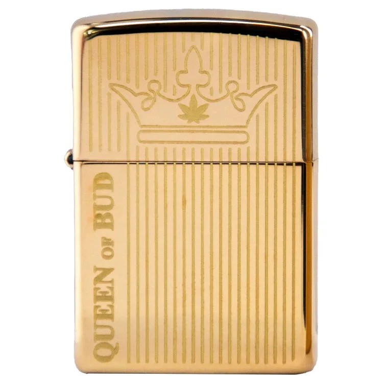Queen of Bud Golden Vertical Flame Zippo