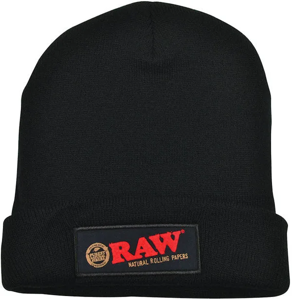 RAW Black Beanie Hat