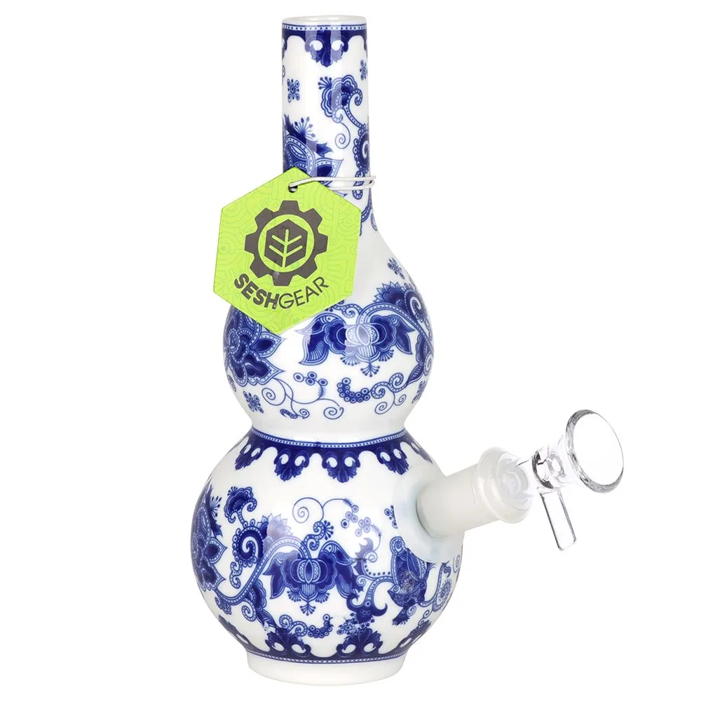 SeshGear Chinese Vase Ceramic Bong - 7.75" / 14mm F / Double Bubble Base