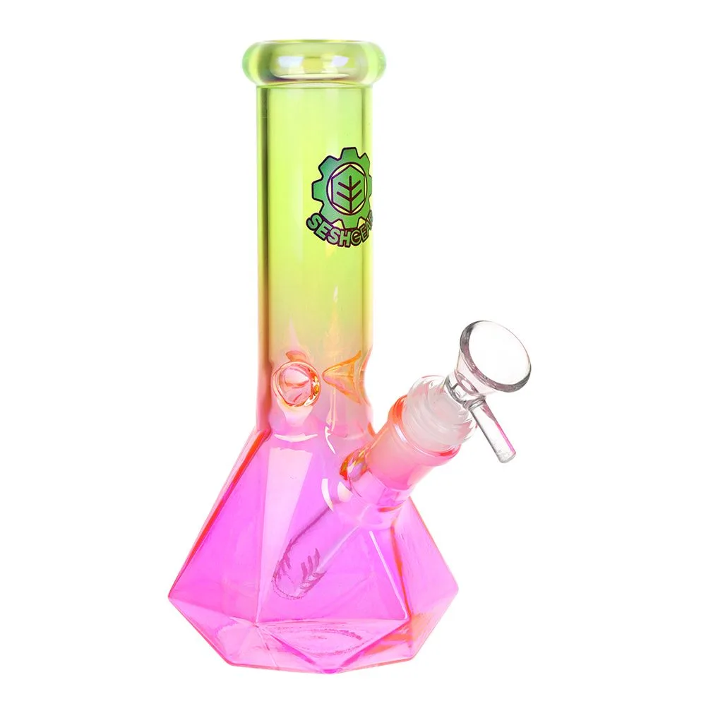 SeshGear Diamond Base Beaker Ombre Glass Bong | 7.75" | 14mm F