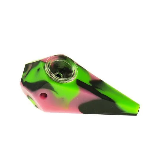 Silicone Diamond Hand Pipe with Glass Bowl