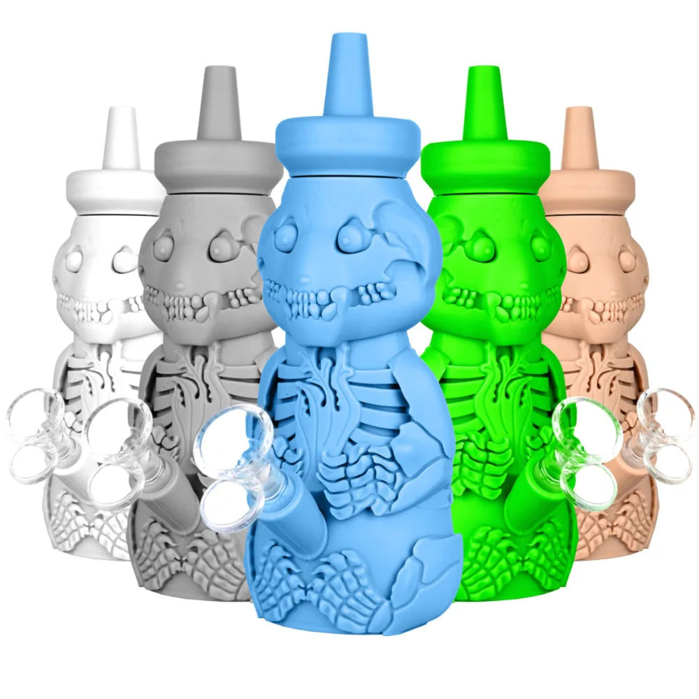 Silicone Honey Bear Skeleton Bubbler | 8.5 Inch