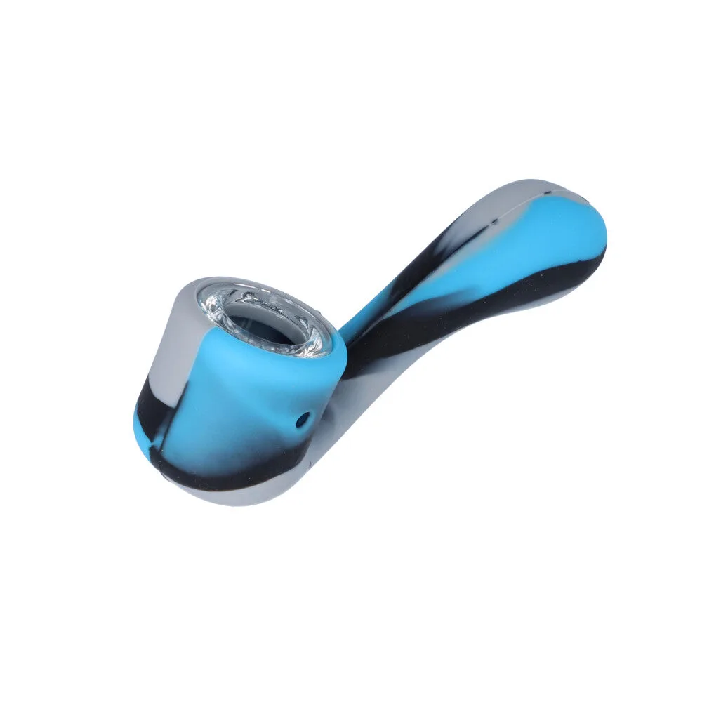 Silicone Sherlock Hand Pipe with Insert Glass Bowl