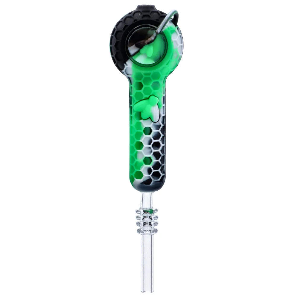Silicone Spoon Pipe with Glass Bowl and Cap | 4 Inch