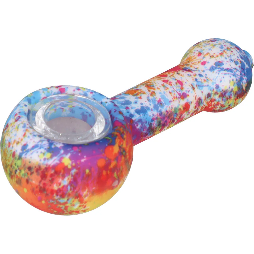 Silicone Spoon Pipe with Glass Bowl | Random Multi-Color | 4.5 Inch