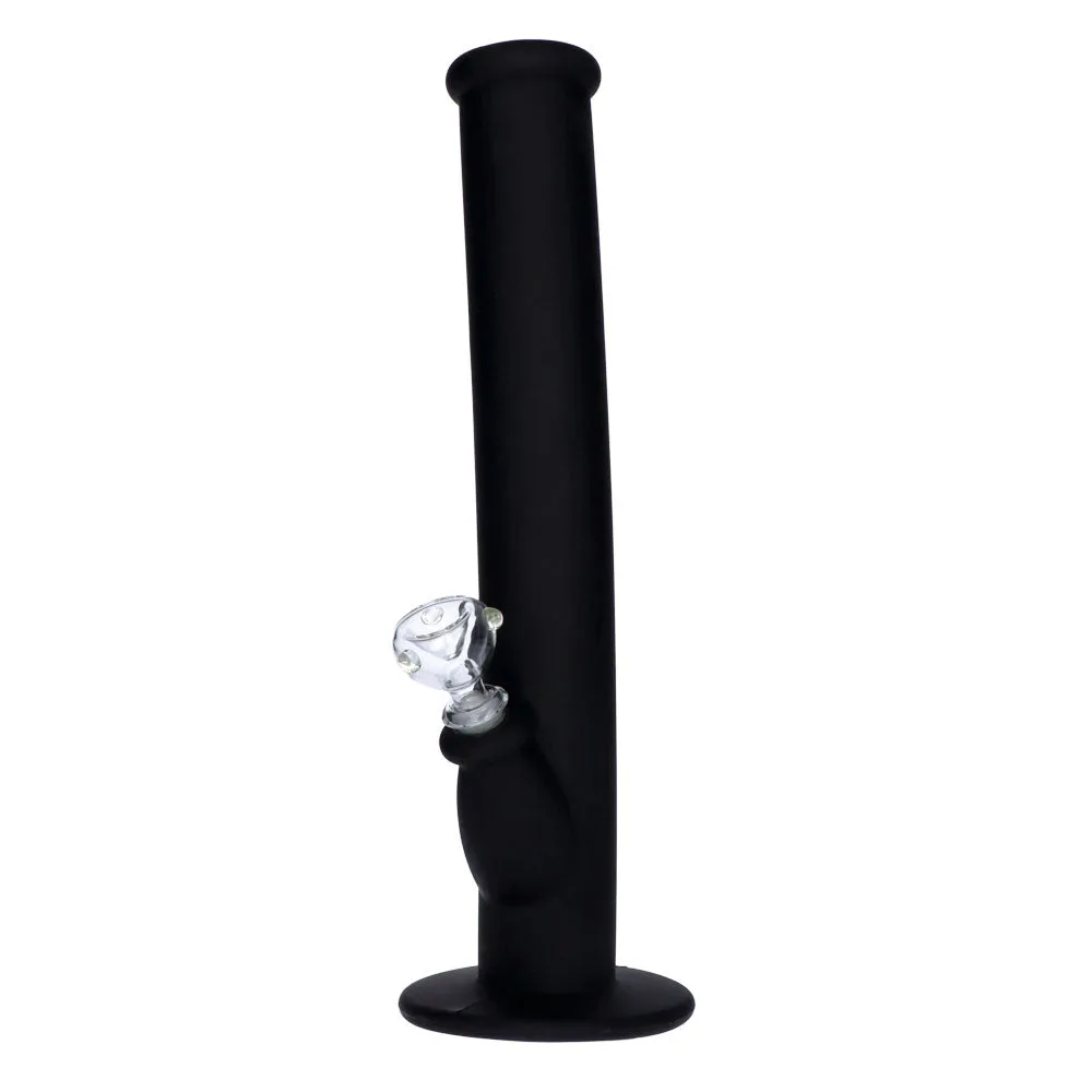 Silicone Straight Bong with Glass Downstem and Bowl | 14 Inch