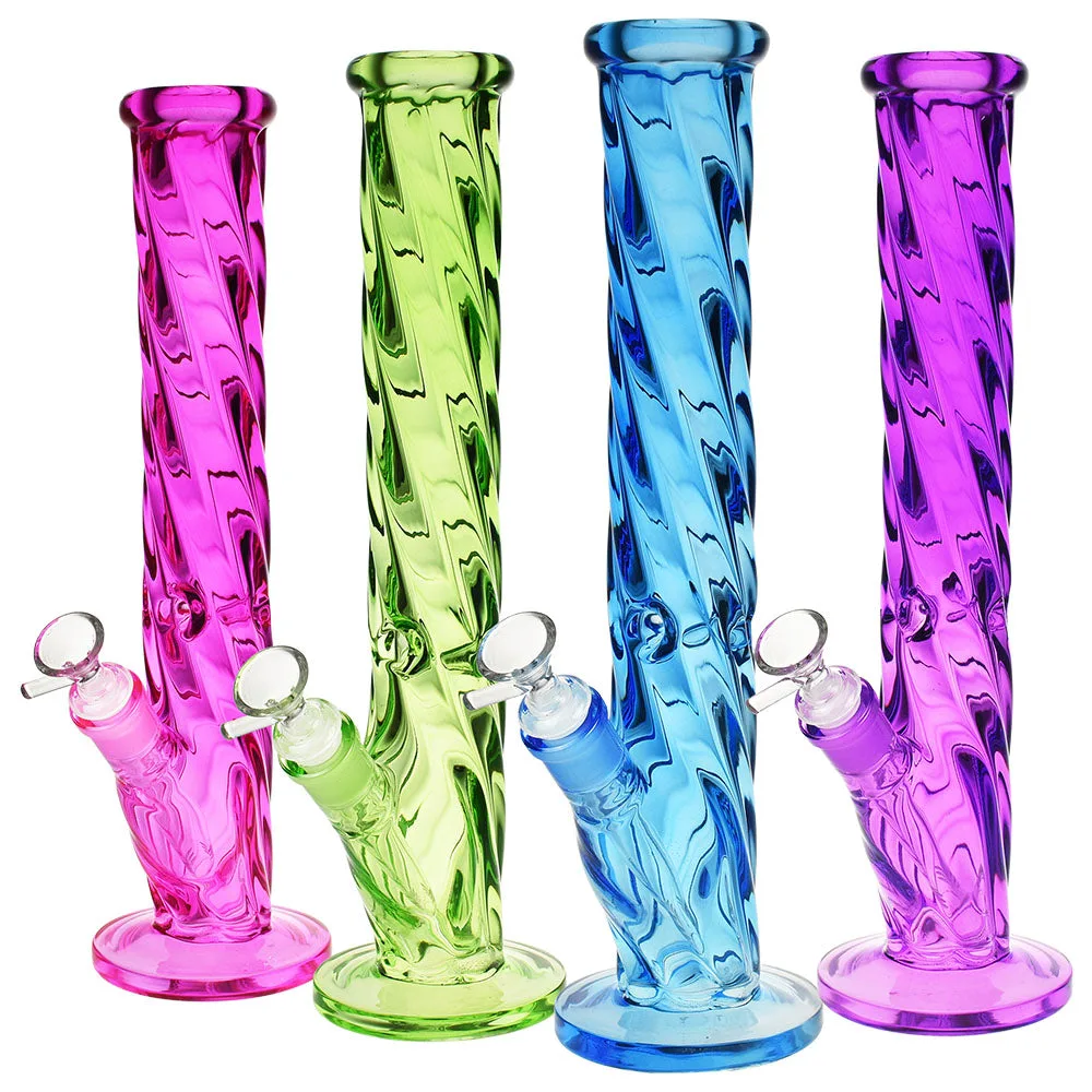 GC Slick Spiral Straight Tube Bong -13.5"/14mm F/Colors Vary